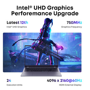 CHUWI 15.6" GemiBook Plus Laptop Intel N100 Graphics for 12th Gen 16GB RAM 512GB SSD 1920*1080P With Cooling Fan Windows 11