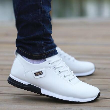 Men&#39;s PU Leather Business Casual Shoes for Man Outdoor Breathable Sneakers Male Fashion Loafers Walking Footwear Tenis Feminino