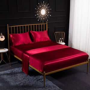 Bedding Set Luxury Queen King Size Set Of Sheets Satin Euro Bed Linens Elastic Bed Cover Sets Bedspreads For Single Double Beds