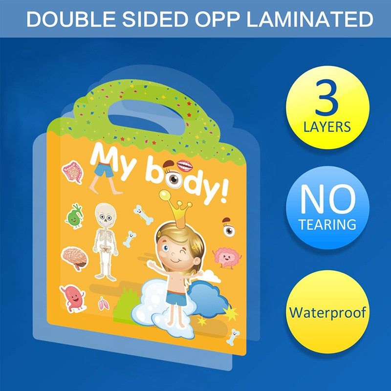 Children's Reusable Stickers Books Kawaii Stationery Stickers for Kids Early Education Cartoon Cute Stickers for Children Gift