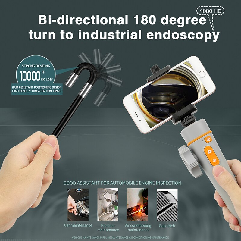 Newest 180 Degree Inspection Camera Articulating Industrial Endoscope 6mm & 8.5mm HD Camera With 6 LED for iPhone Android