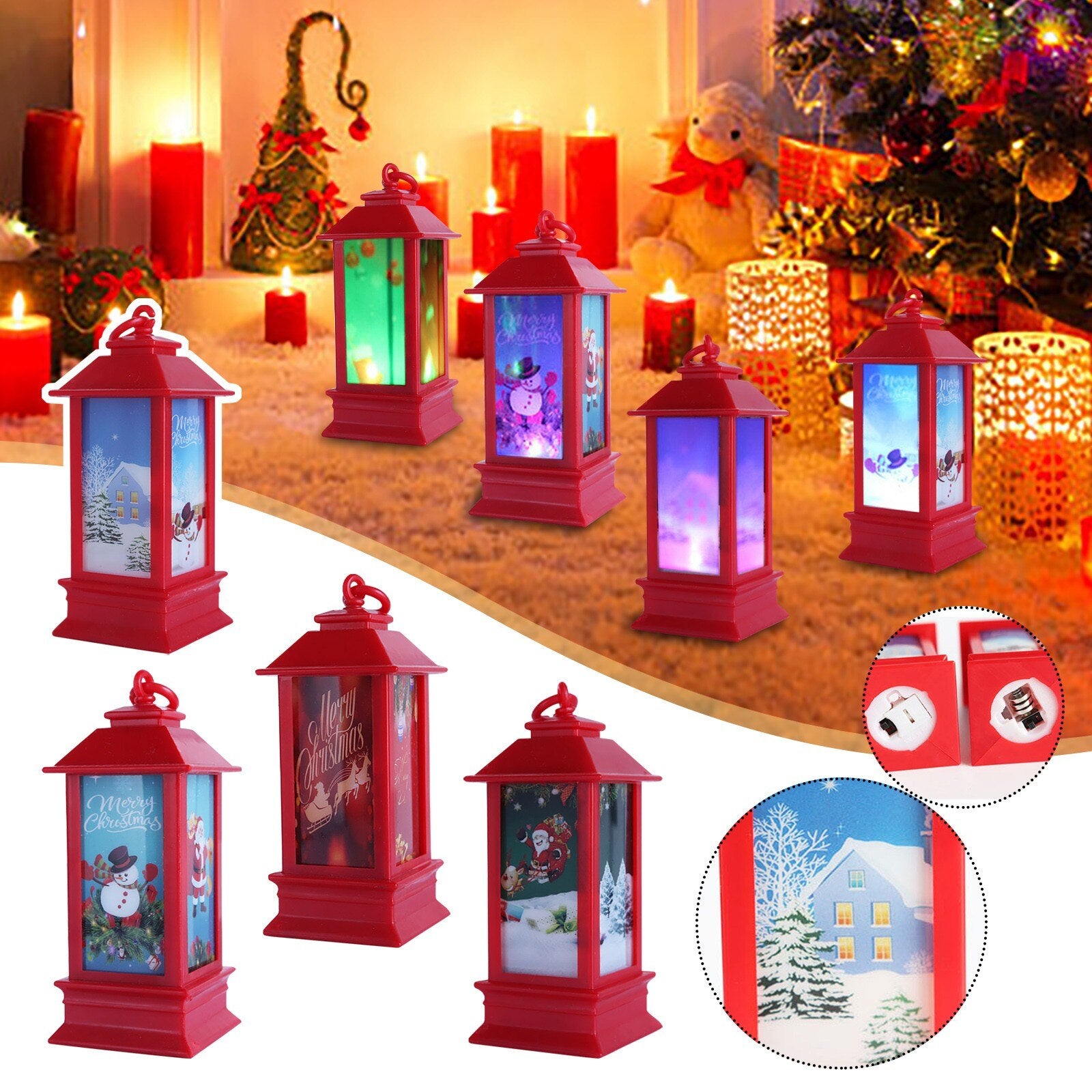 Christmas Wind Lantern Led Electronic Candle Light Santa Snowman Merry Chrismas Decor For Home Xmas Tree Decor Noel Kids Gifts