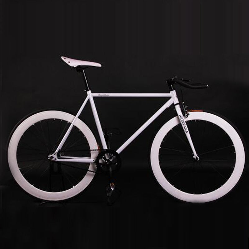Fixie Bike Fixed Gear Bike 52cm Cycling City Bike Steel Frame Magnesium Alloy Wheel Single Speed Bicycle