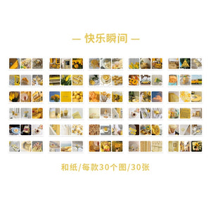 Journamm 30pcs/pack 90patterns/pack Ins Material Stickers Book Scrapbooking Junk Journal Creative Stationery DIY Deco Stickers