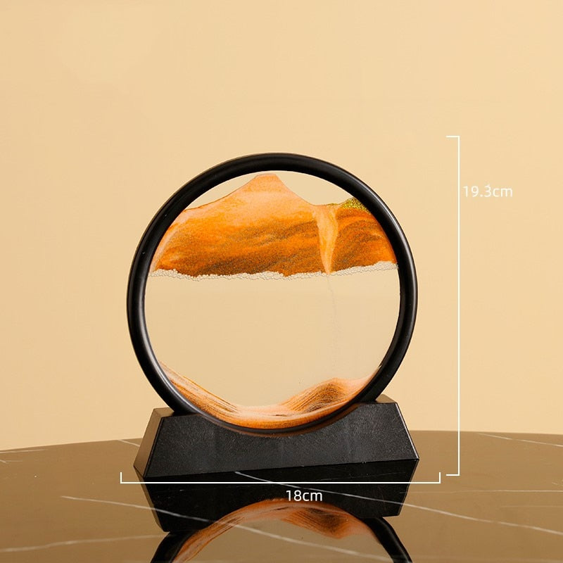 7/12inch Moving Sand Art Picture Round Glass 3D Deep Sea Sandscape In Motion Display Flowing Sand Frame Sand Painting