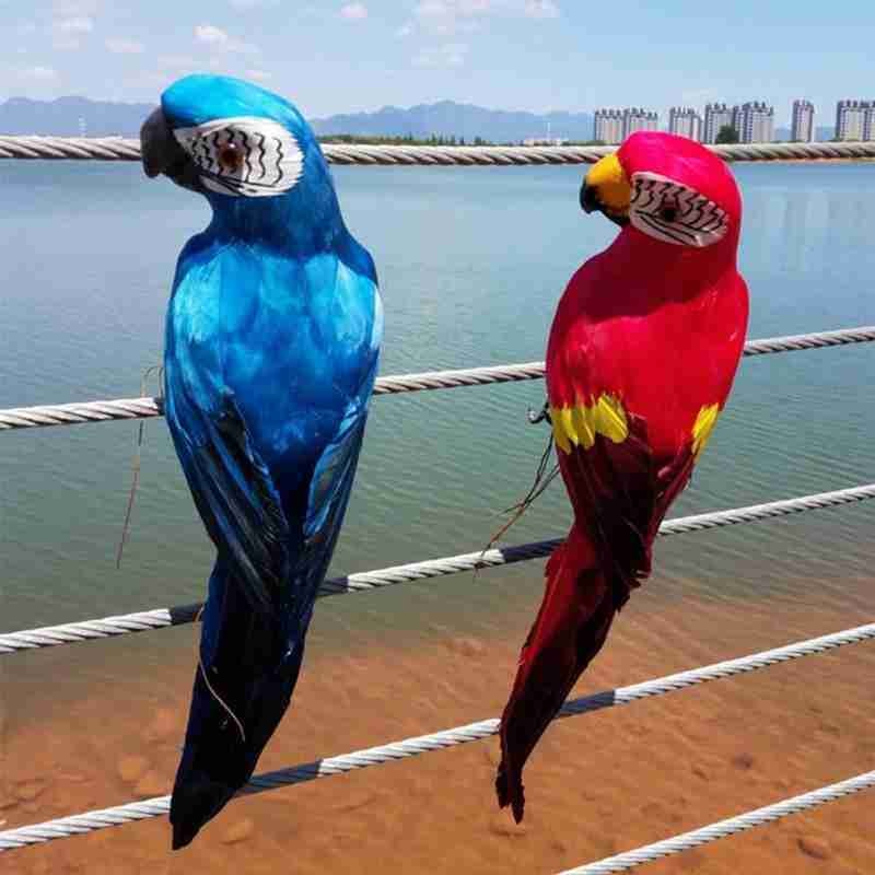 25cm 35cm Simulation Parrot Creative Feather Lawn Figurine Ornament Animal Bird Outdoor Garden Party Prop Decoration Miniature