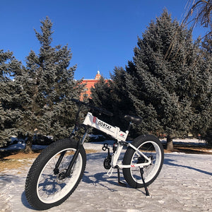 GORTAT 48V1000W Electric Folding Bicycle L-TWOO Transmission 26*4.0 Snow Bike Aluminum Alloy Frame Front And Rear Shock Ebike
