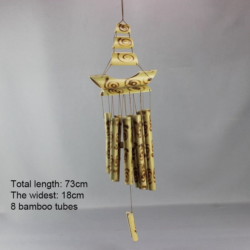 Bamboo Wind Chimes Pendant Balcony Outdoor Yard Garden Home Decor Antique Windbell Handmade Windchime Indoor Wall Hanging Crafts