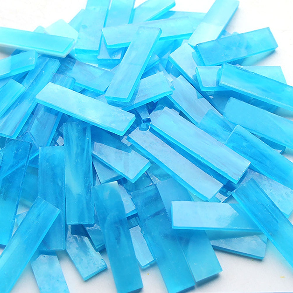 Mixed Color 1 X 4 Cm Square Stained Glass Strip Clear Glass Mosaic Pieces DIY Mosaic Tiles Hobbies Art Crafts Material 100g