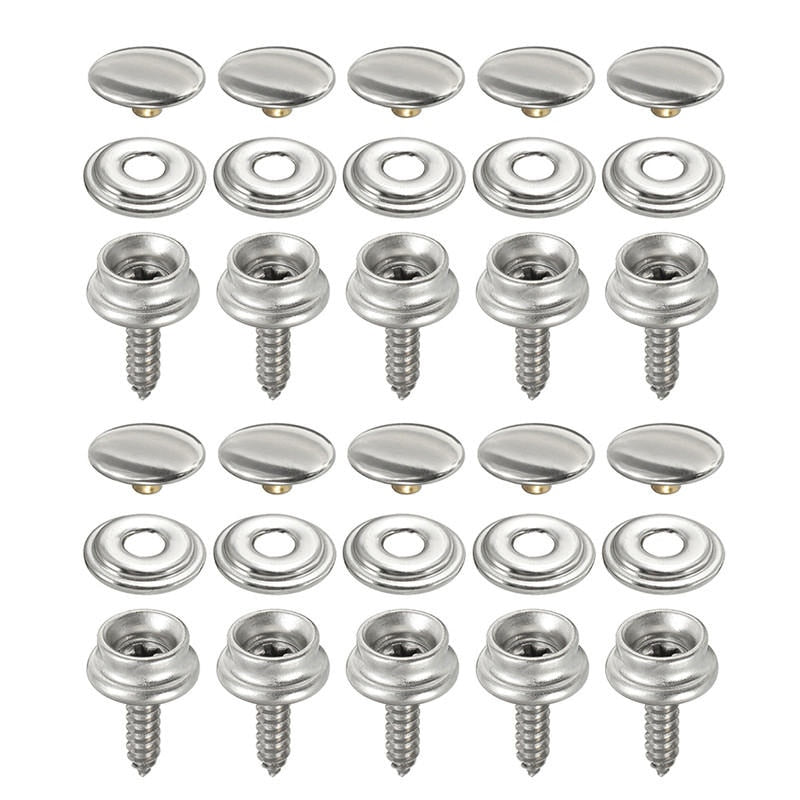 30pcs Ship Snap Fastener Stainless Canvas Cap Screw Kit For Boat Covers Cars Hoods Caravans Leather Jackets Handbags Parts