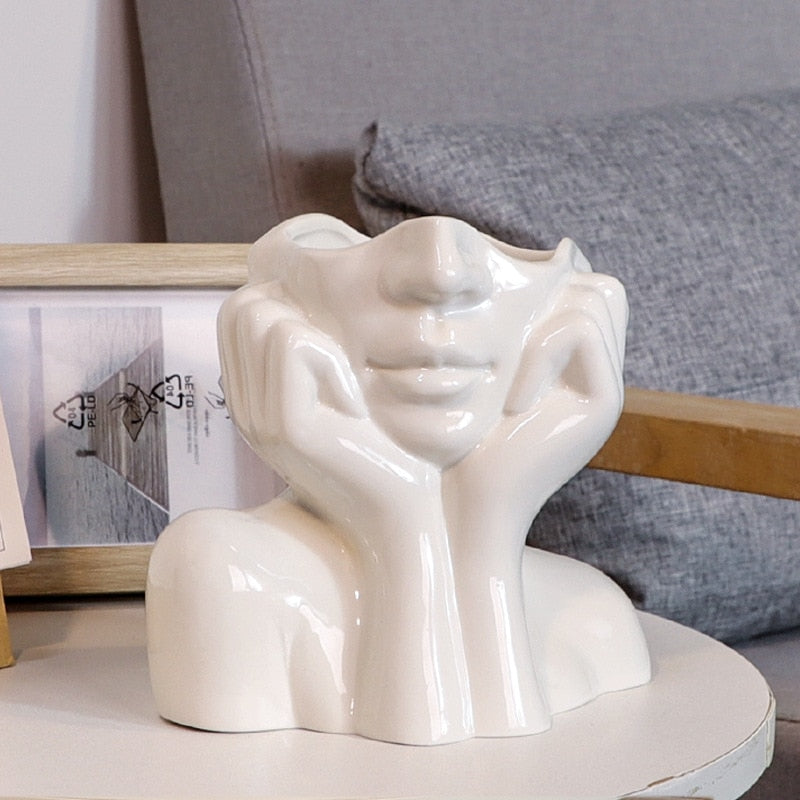 Ceramic Vase Nordic style living room decoration crafts simulation body art ornaments Home Deco Accessories DXUIALOI Flower vase