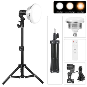 Dimmable E27 155W LED Lamp Bulb With Long Arm Holder Tripod Stand EU Photography Lighting For Live Stream Photo Studio Fill Lamp