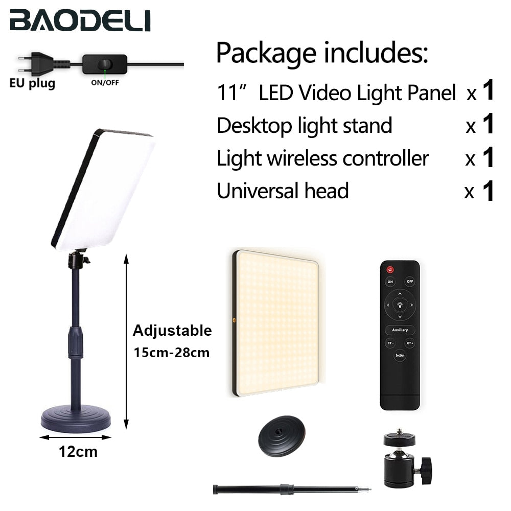 LED Fill Lamp Video Light Panel Bi-color 2700k-5700k Photography Lighting Live Stream Photo Studio Light With Stand EU Plug