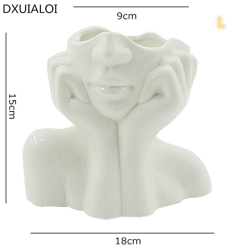 Ceramic Vase Nordic style living room decoration crafts simulation body art ornaments Home Deco Accessories DXUIALOI Flower vase