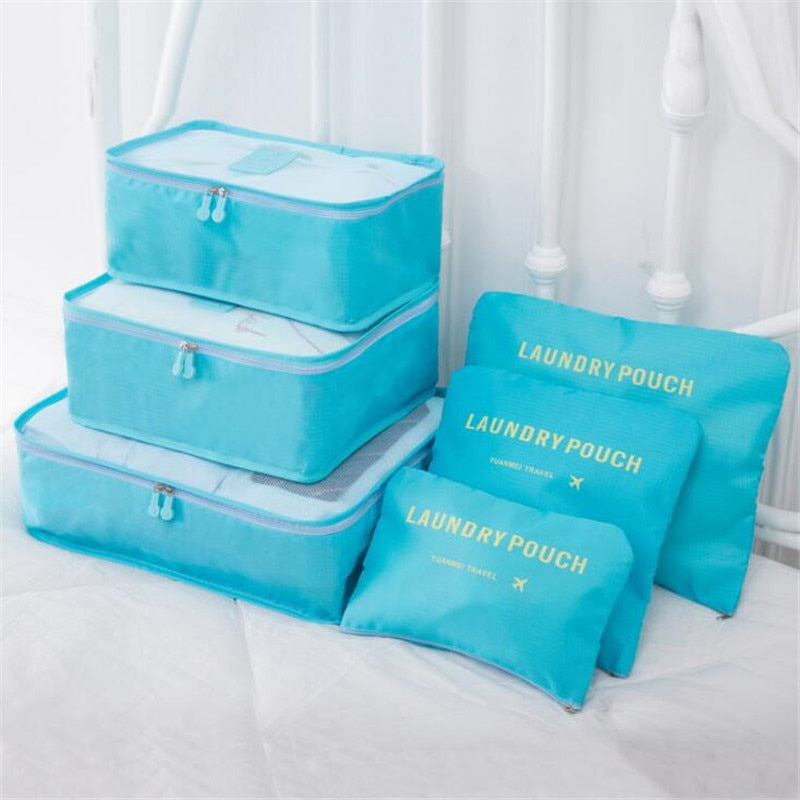 6Pcs/Set Travel Bag Men And Women Multifunction Clothing Luggage Organizer Bag Mesh Packing Cubes Unisex Travel Storage Bags Kit