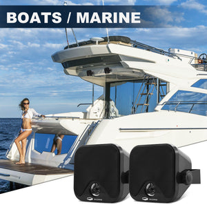 4 inch 100W Waterproof Boat Marine Box Outdoor Speakers Surface Mounted For ATV UTV Golf Cart Tractor Powersports Truck Yacht