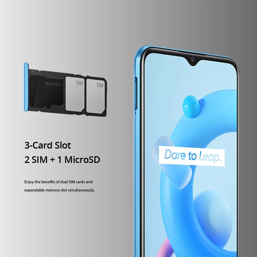 Global Version Realme C11 2021 2GB RAM 32GB ROM Smartphone 6.5 Large Display 8MP Camera 5000mAh Battery Play Store