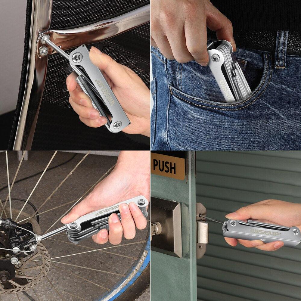 WISEUP Allen Keys Folding Hexagon key set CR-V Folding Screwdriver flat Torx Keys hand tools Portable star key Wrench Set