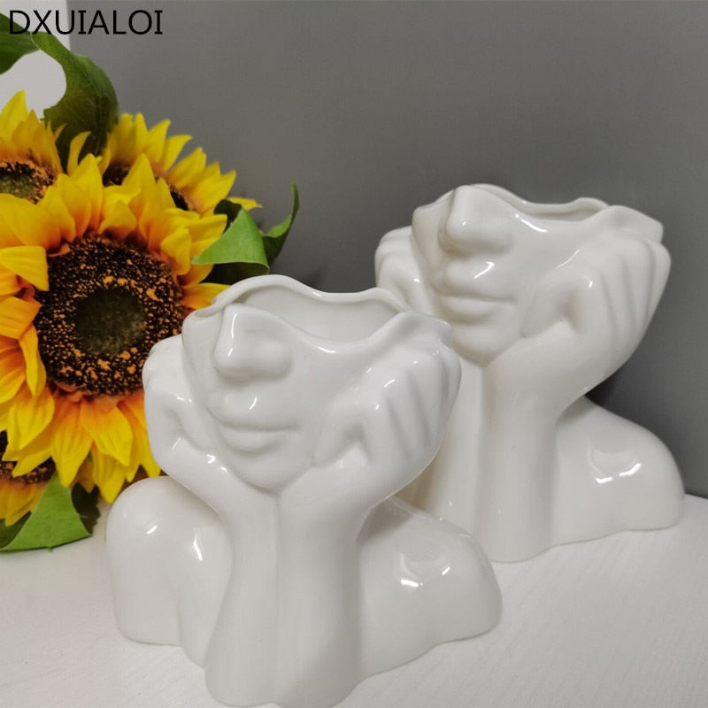 Ceramic Vase Nordic style living room decoration crafts simulation body art ornaments Home Deco Accessories DXUIALOI Flower vase