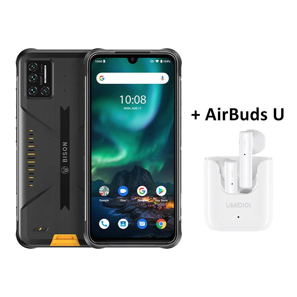 UMIDIGI BISON IP68/IP69K Waterproof Rugged Mobile Phone 48MP Matrix Quad Camera 6.3" FHD+ Display 6GB+128GB NFC Smartphone