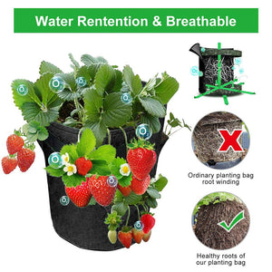 Garden Outdoor Planting Grow Bag Strawberry Vertical Flower Herb Pouch Root Breathable Vegetable Round Reusable Pot Planter D30