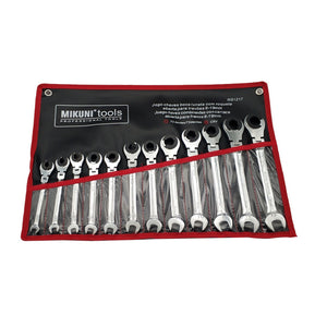 Binoax 12 PCS Tubing Ratchet Wrenches Set Open Flex-head 8-19 MM Oil Spanners Combination Hand Tools Gears Ring Wrench for Car