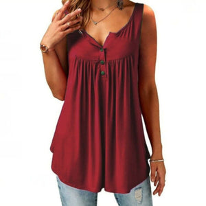 S-6XL Oversized T-shirt Women Loose Casual Sleeveless Female  Pleated Solid Tank Top Woman's Clothing Streetwear 2022 Summer New