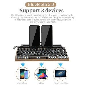 Mechanical Keyboard Wireless Bluetooth keyboards Dot retro Office Computer Keyboard 83 keys Gaming keyboards For PC Laptop