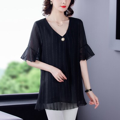 Dress Shirts Summer For Women Blouse Office Clothing Top Female Woman&#39;s Blouses Shirt V-Neck Plus Size Feminine Blusas chemise