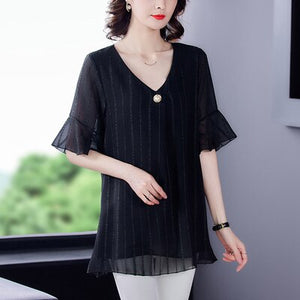 Dress Shirts Summer For Women Blouse Office Clothing Top Female Woman&#39;s Blouses Shirt V-Neck Plus Size Feminine Blusas chemise