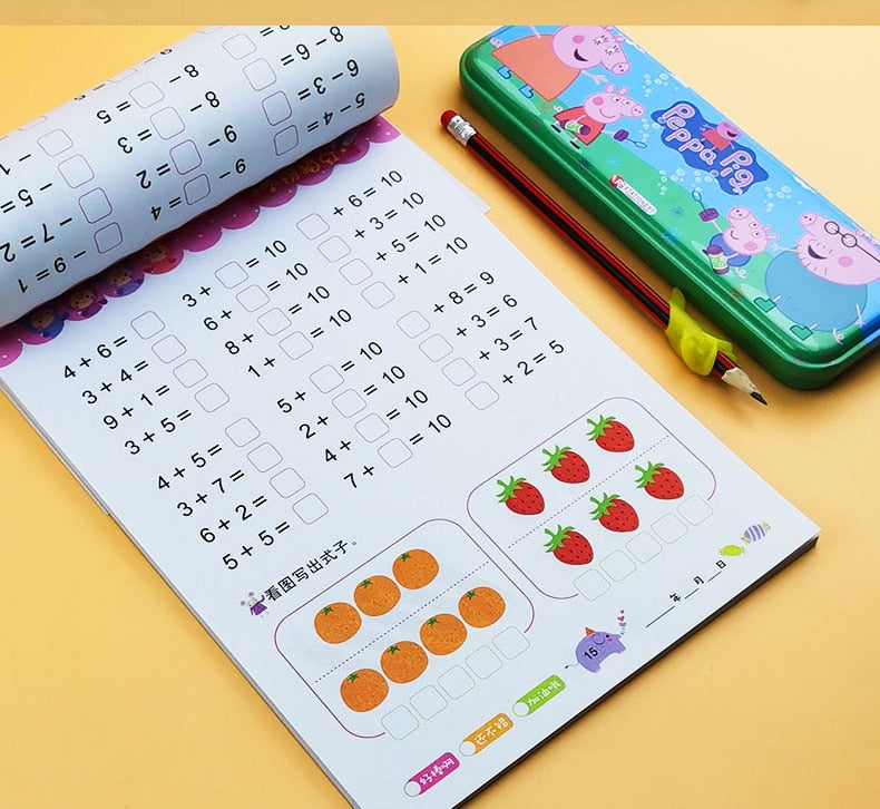 80 Pages / Book of Children&#39;s Addition and Subtraction Learning Math Students Handwriting Preschool Mathematics Exercise Books