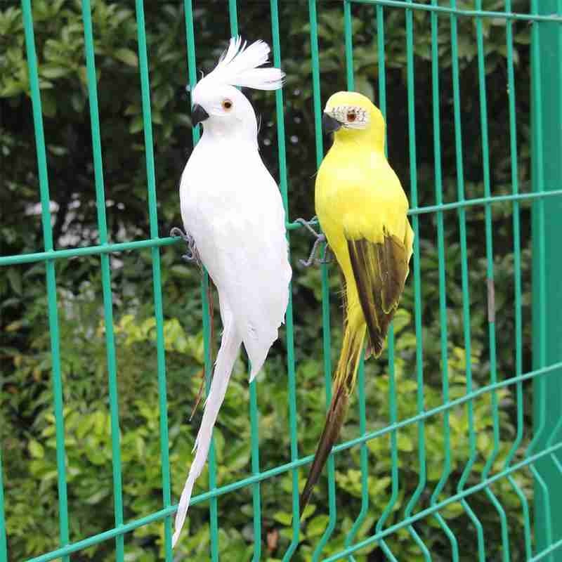 25cm 35cm Simulation Parrot Creative Feather Lawn Figurine Ornament Animal Bird Outdoor Garden Party Prop Decoration Miniature
