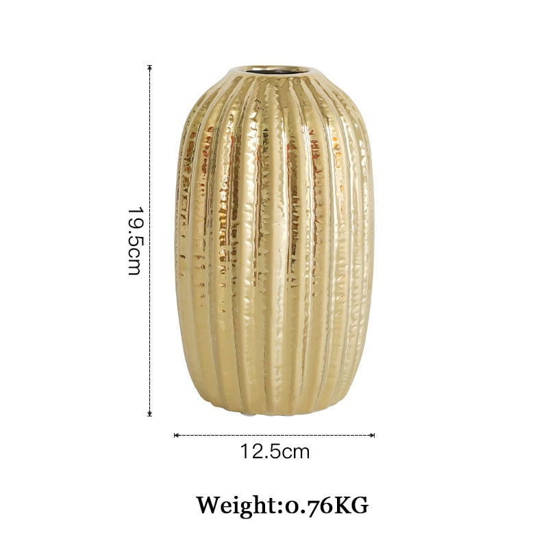 Golden Ceramic Vase Home Decor Flower Arrangement Vase Living Room Decor Modern Wedding Decoration Ceramic Vases Gifts