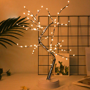 Mini Christmas Tree Copper Wire Garland Lamp LED Night Light for Home Kids Bedroom Decor USB/Battery Fairy Holiday Lighting