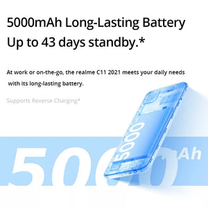 Global Version Realme C11 2021 2GB RAM 32GB ROM Smartphone 6.5 Large Display 8MP Camera 5000mAh Battery Play Store