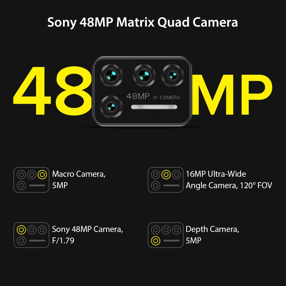 UMIDIGI BISON IP68/IP69K Waterproof Rugged Mobile Phone 48MP Matrix Quad Camera 6.3" FHD+ Display 6GB+128GB NFC Smartphone