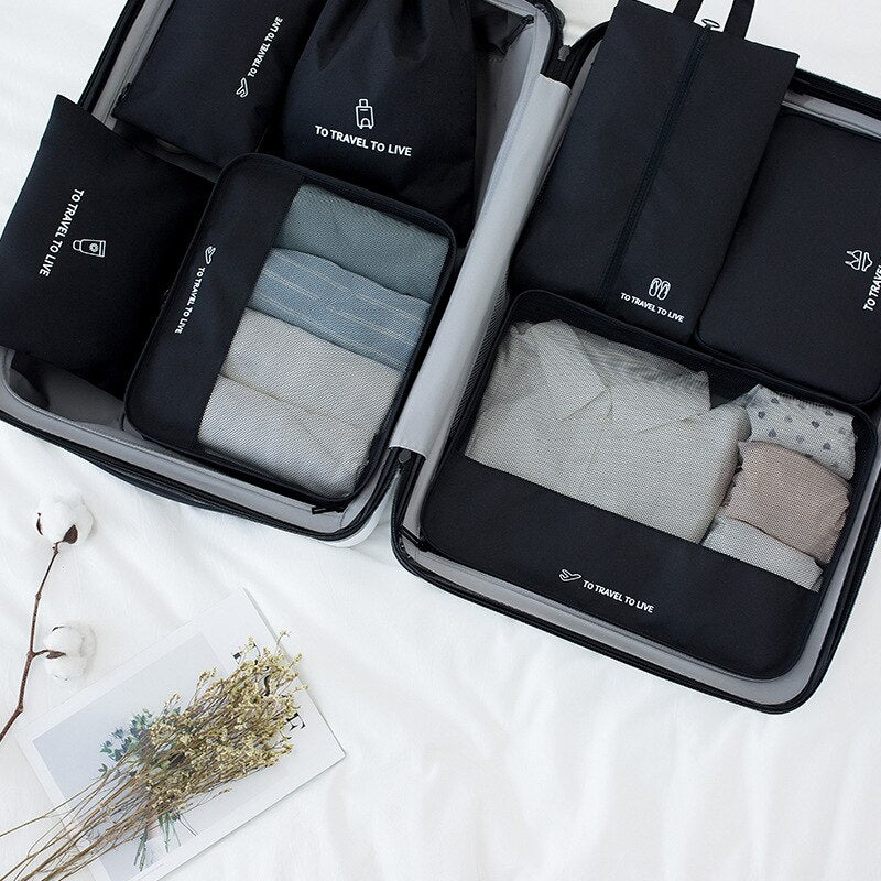 High quality 7PCS/set Travel Bag Set Women Men Luggage Organizer for Clothes Shoe Waterproof Packing Cube Portable Clothing