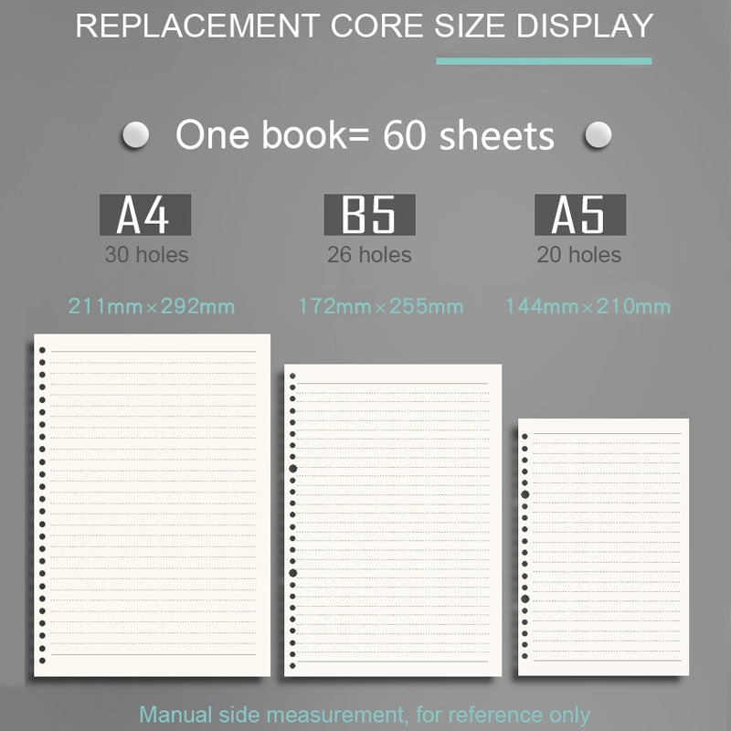 Diary 2021 A5 B5 A4 Transparent Loose Leaf Binder Notebook Inner Core Cover Note Book Journal Planner Office Stationery Supplies