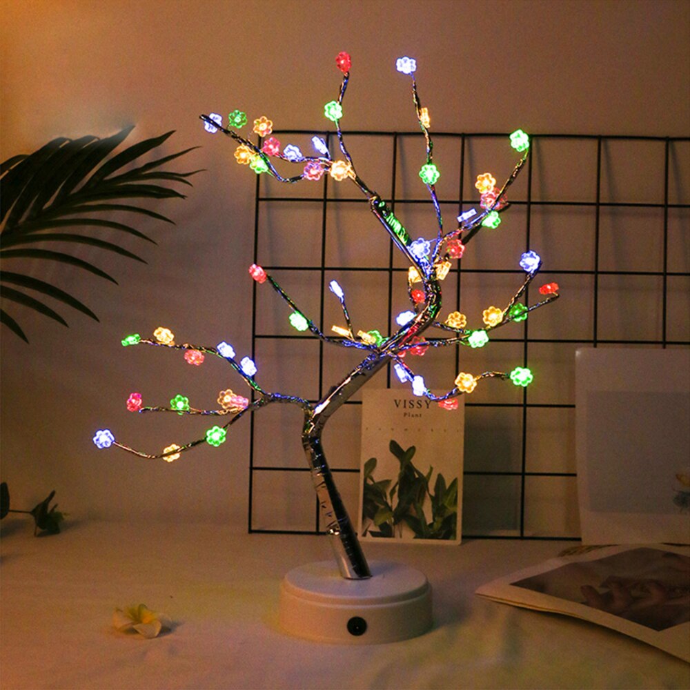 Mini Christmas Tree Copper Wire Garland Lamp LED Night Light for Home Kids Bedroom Decor USB/Battery Fairy Holiday Lighting
