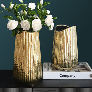 Golden Ceramic Vase Home Decor Flower Arrangement Vase Living Room Decor Modern Wedding Decoration Ceramic Vases Gifts