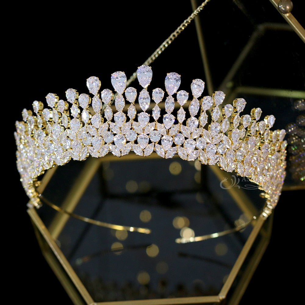 New Bride Tiara Crystal Headdress Wedding Hair Accessories Full Zircon Crowns Headband Wedding Jewelry Crowns For Women