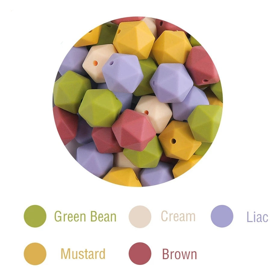 Let&#39;s Make 10pc 14mm Silicone Beads Hexagon Bpa Free Silicone Teether Diy Teething Toy Baby Chewable Accessories Baby Teether