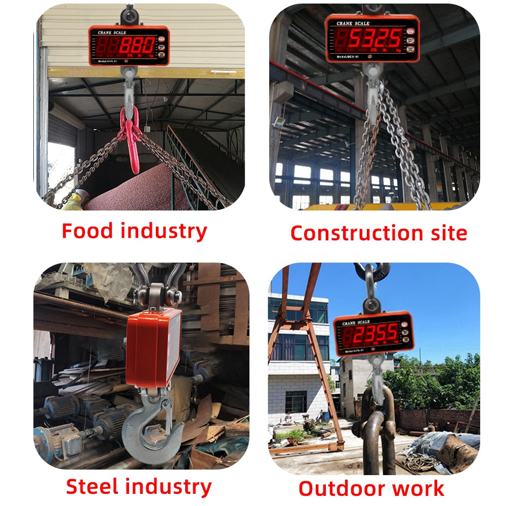 Digital Hanging Scale OCS-S1 High Accurate 1000KG 2000LBS  Electronic Weighing Industrial Heavy Duty Hook Scale 40% Off