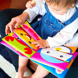 Cloth Book Cartoon Animal Face Matching Torn Baby Stereo Cloth Book Montessori Early Educational Teaching Toddler Books Gifts