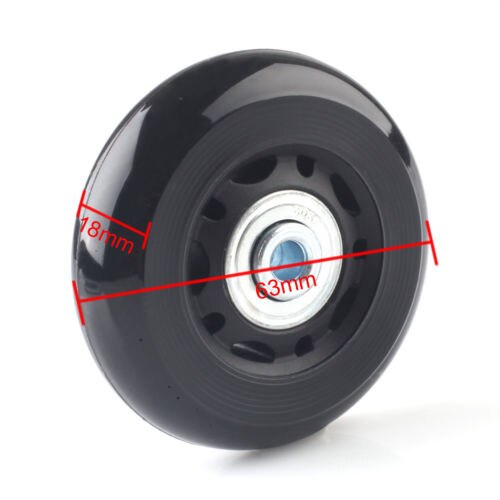 2PCS Black Luggage bag Suitcase Replacement Rubber Wheels Axles Repair Accessories No noise Casters OD 40mm/54mm/60mm/64mm/80mm