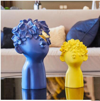 European Resin Butterfly Boy Figurines Ornaments Kawaii Decor Home Room Table Head Statues Crafts Art Office Desktop Accessories