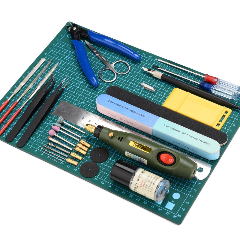 New Model Building Tools For Gundam Tools Hobby Military Model DIY Accessories Grinding Cutting Mat Polishing Tools Set(no glue)