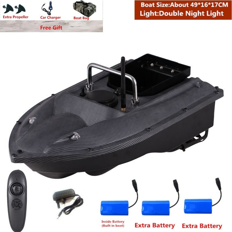 Smart Fixed Speed Cruise Radio Remote Control Fishing Bait Boat 1.5KG 500M Dual Night Light Lure Fishing RC Bait Boat Fishing