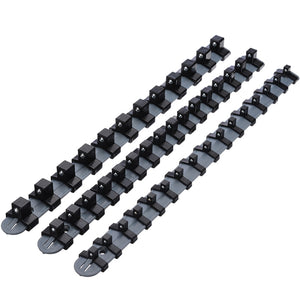 3pcs/set 1/4" 3/8" 1/2" Plastic Socket Tray Rail Rack Storage Holder Organizer Shelf Stand Socket Wrench Holders Home Tools