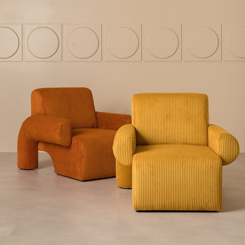 Nordic creative single sofa light luxury simple modern INS retro leisure chair corduroy fabric couch for lazy room furniture
